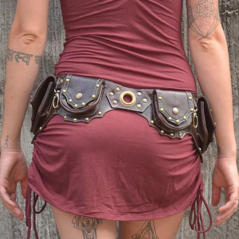 Travel Accessories Hip Belt - 1 PC ยุคกลาง Steampunk หนังเอวกระเป๋ายูทิลิตี้สะโพกเข็มขัดเทศกาลกระเป๋า Gothic
