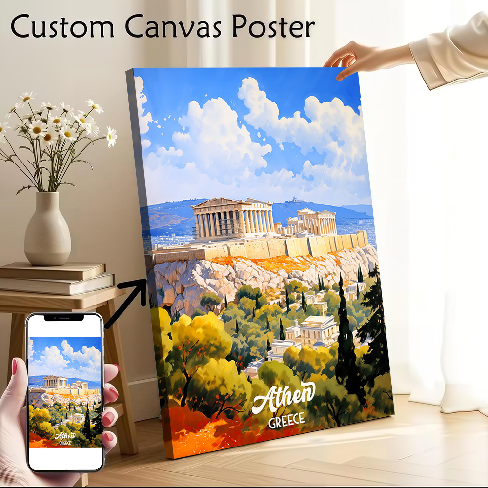 Travel Accessories Greece - เอเธนส์ กรีซ ทราเวล แคนวาส โปสเตอร์ วอลล์