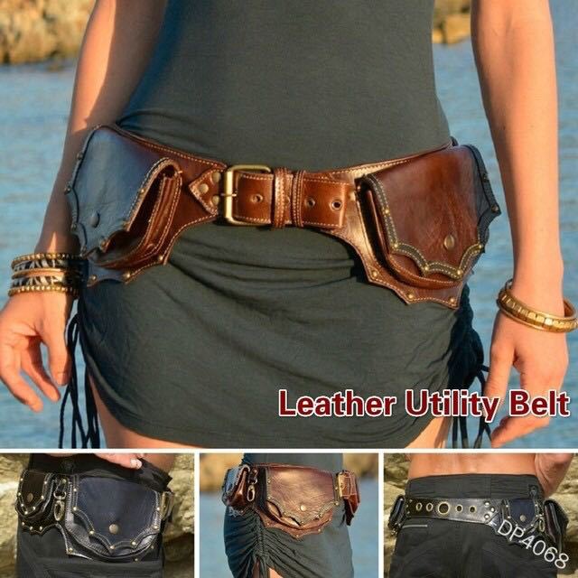 Travel Accessories Hip Belt - ยุคกลาง Steampunk หนังยูทิลิตี้เข็มขัดสะโพกเทศกาลกระเป๋าไวกิ้งผู้หญิง Fanny Pack กระเป๋าเดินทางเอวคอสเพลย์อุปกรณ์เสริมสำหรับผู้ใหญ่