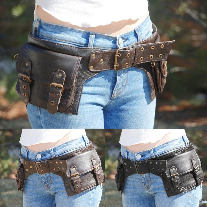 Travel Accessories Hip Belt - ยุคกลาง Steampunk หนังยูทิลิตี้เข็มขัดสะโพกเทศกาลกระเป๋าไวกิ้งผู้หญิง Fanny Pack กระเป๋าเดินทางเอวคอสเพลย์อุปกรณ์เสริมสำหรับผู้ใหญ่